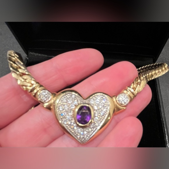 Vintage Amethyst and diamond necklace 14k - Picture 2 of 5